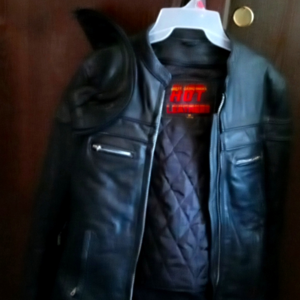 Hot leather biker jacket